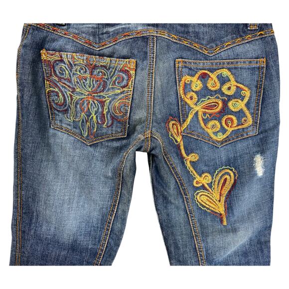 Antik Denim Women’s Embroidered Bootcut Jeans | Y2K Boho Festival Retro - Picture 6 of 7